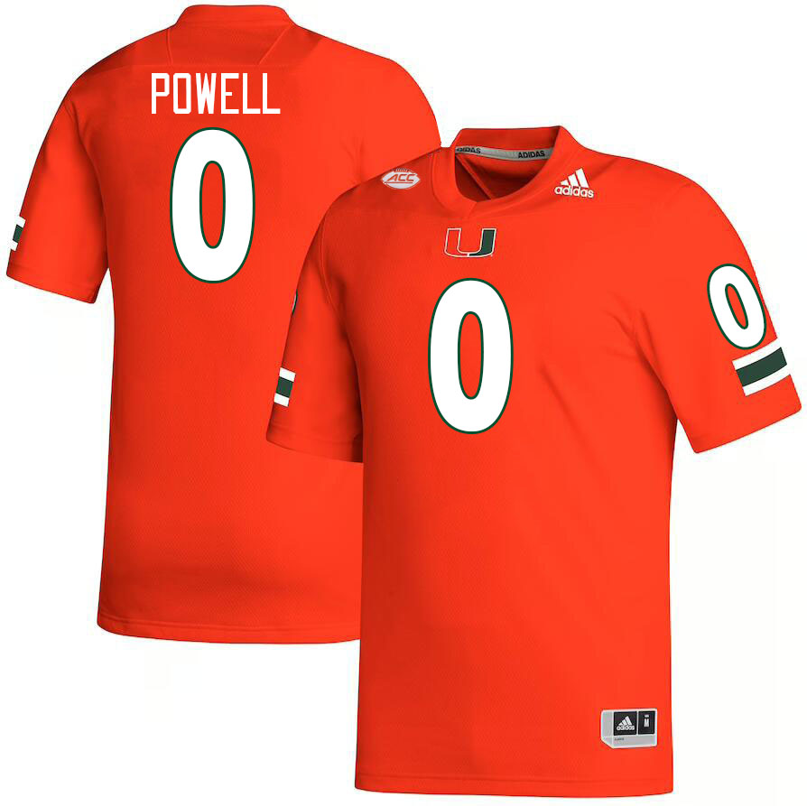 Men #0 Mishael Powell Miami Hurricanes College Football Jerseys Stitched-Orange